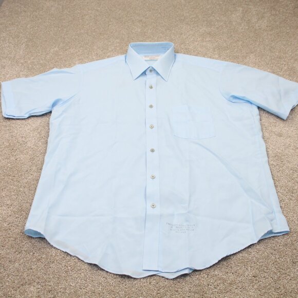 Vintage Sears Dress Shirt Mens 17 Blue Perma Prest Ultressa Polyester S/S Button - Picture 2 of 12